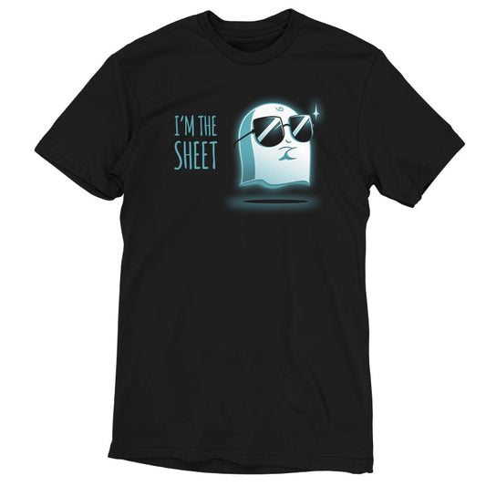 Premium Cotton T-shirt_Teeturtle I'm the Sheet black t-shirt featuring a smug-looking ghost wearing sunglasses, arms crossed over its chest with 'I'm the Sheet' written next to it.