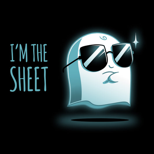 Premium Cotton T-shirt_Teeturtle I'm the Sheet black t-shirt featuring a smug-looking ghost wearing sunglasses, arms crossed over its chest with 'I'm the Sheet' written next to it.