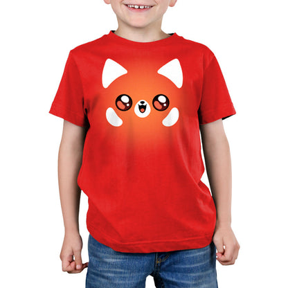 Premium Cotton T-shirt_TeeTurtle Red Panda  T-Shirt red t-shirt featuring a kawaii panda face.