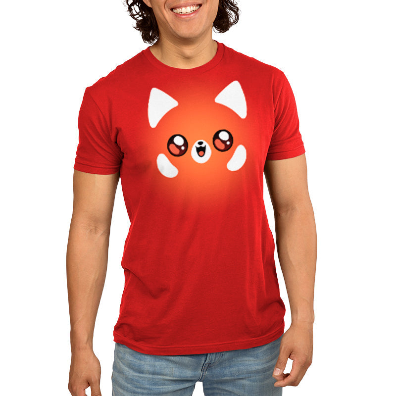 Premium Cotton T-shirt_TeeTurtle Red Panda  T-Shirt red t-shirt featuring a kawaii panda face.