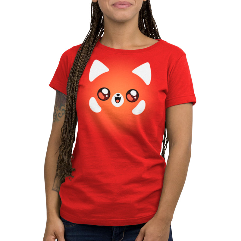 Premium Cotton T-shirt_TeeTurtle Red Panda  T-Shirt red t-shirt featuring a kawaii panda face.