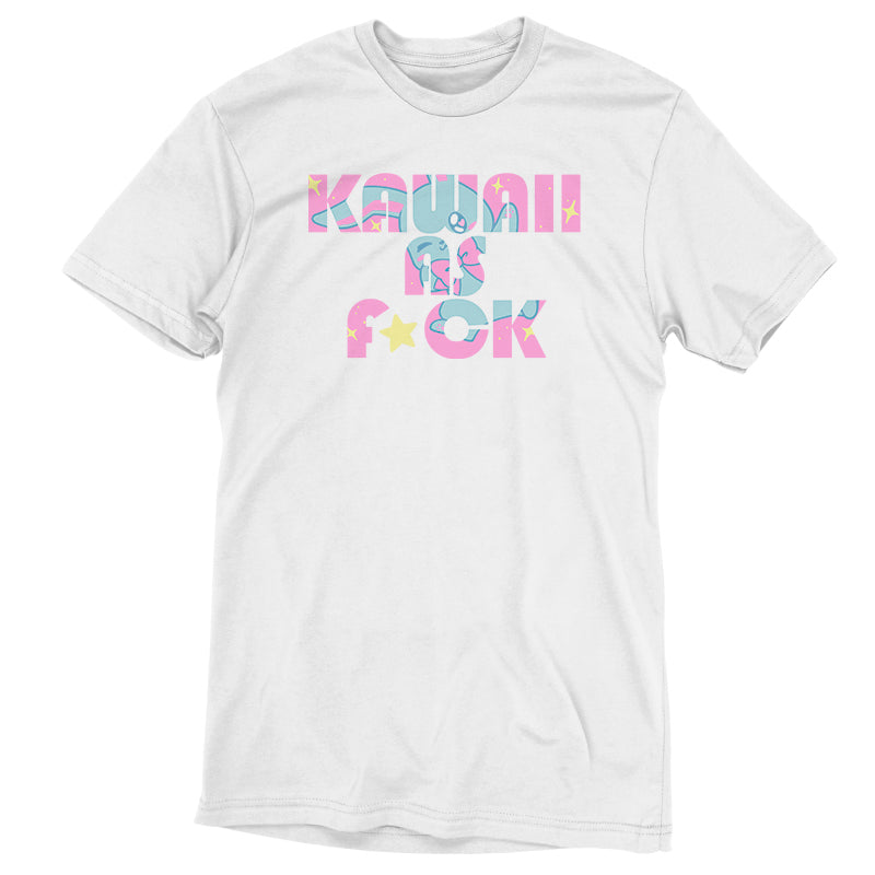 Premium Cotton T-shirt_TeeTurtle Kawaii As F*ck white t-shirt featuring Text in pastel colors reads "Kawaii as F*ck,".