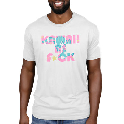 Premium Cotton T-shirt_TeeTurtle Kawaii As F*ck white t-shirt featuring Text in pastel colors reads "Kawaii as F*ck,".