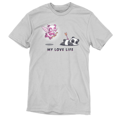 Premium Cotton T-shirt_TeeTurtle My Love Life silver gray t-shirt featuring Valentine's Day pandas.