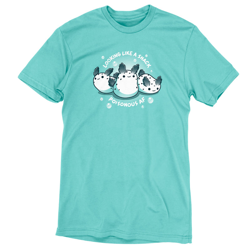 Premium Cotton T-shirt_TeeTurtle Poisonous AF caribbean blue t-shirt featuring three sea bunnies, accompanied by the text "LOOKING LIKE A SNACK POISONOUS AF."