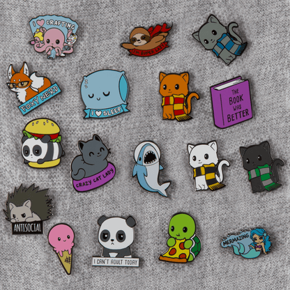 TeeTurtle's Super Lazy Pin enamel pins.