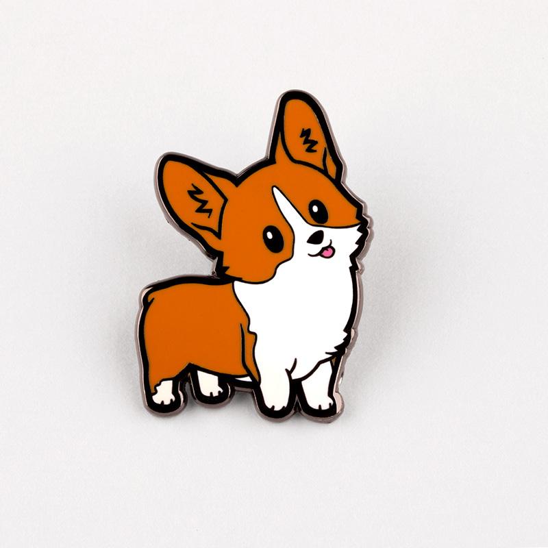 A clean TeeTurtle Corgi Pin featuring an orange and white corgi.