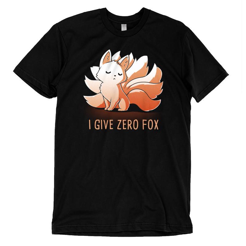 Premium Cotton T-shirt_TeeTurtle black I Give Zero Fox. Featuring a haughty kitsune.