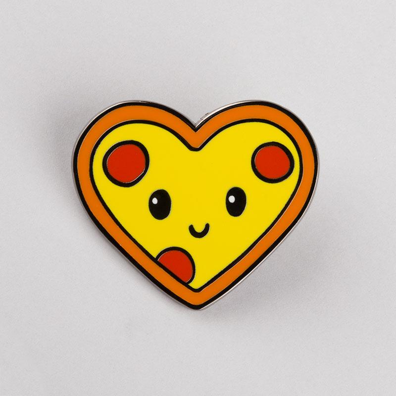 An I <3 Pizza Pin in the shape of a heart made by TeeTurtle.