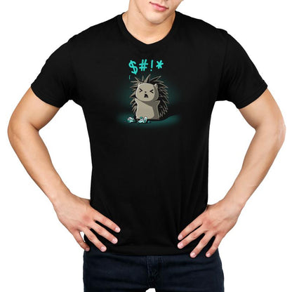 Premium Cotton T-shirt_TeeTurtle black Ragequit. Featuring an angry hedgehog with a broken video game controller.