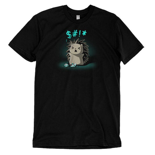 Premium Cotton T-shirt_TeeTurtle black Ragequit. Featuring an angry hedgehog with a broken video game controller.