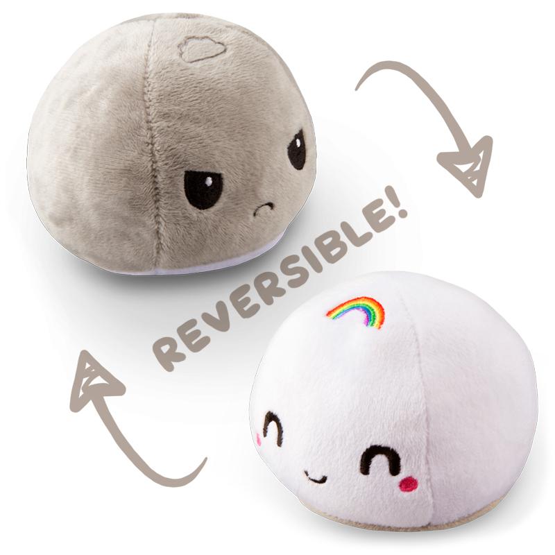 Two TeeTurtle Reversible Ball Plushies (Stormcloud + Rainbow) from TeeTurtle.